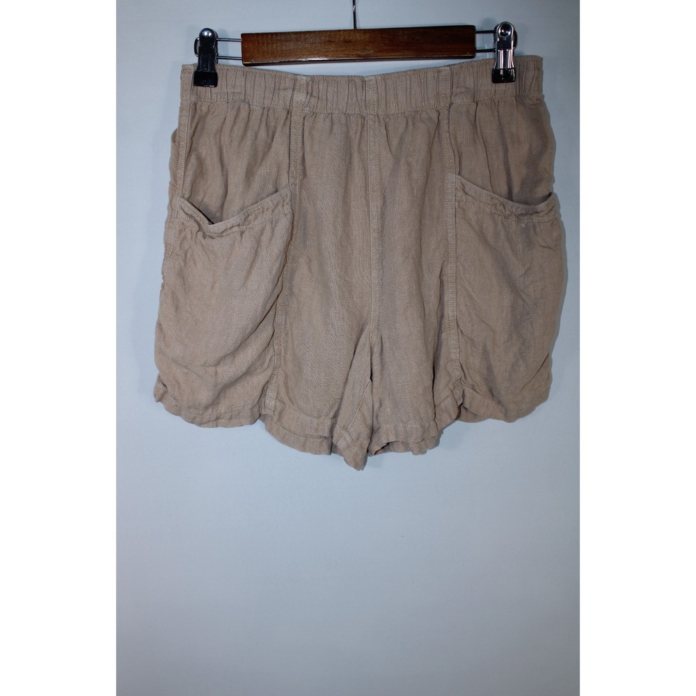 Faherty Women's Tan Linen Pull On Elastic Waist Shorts